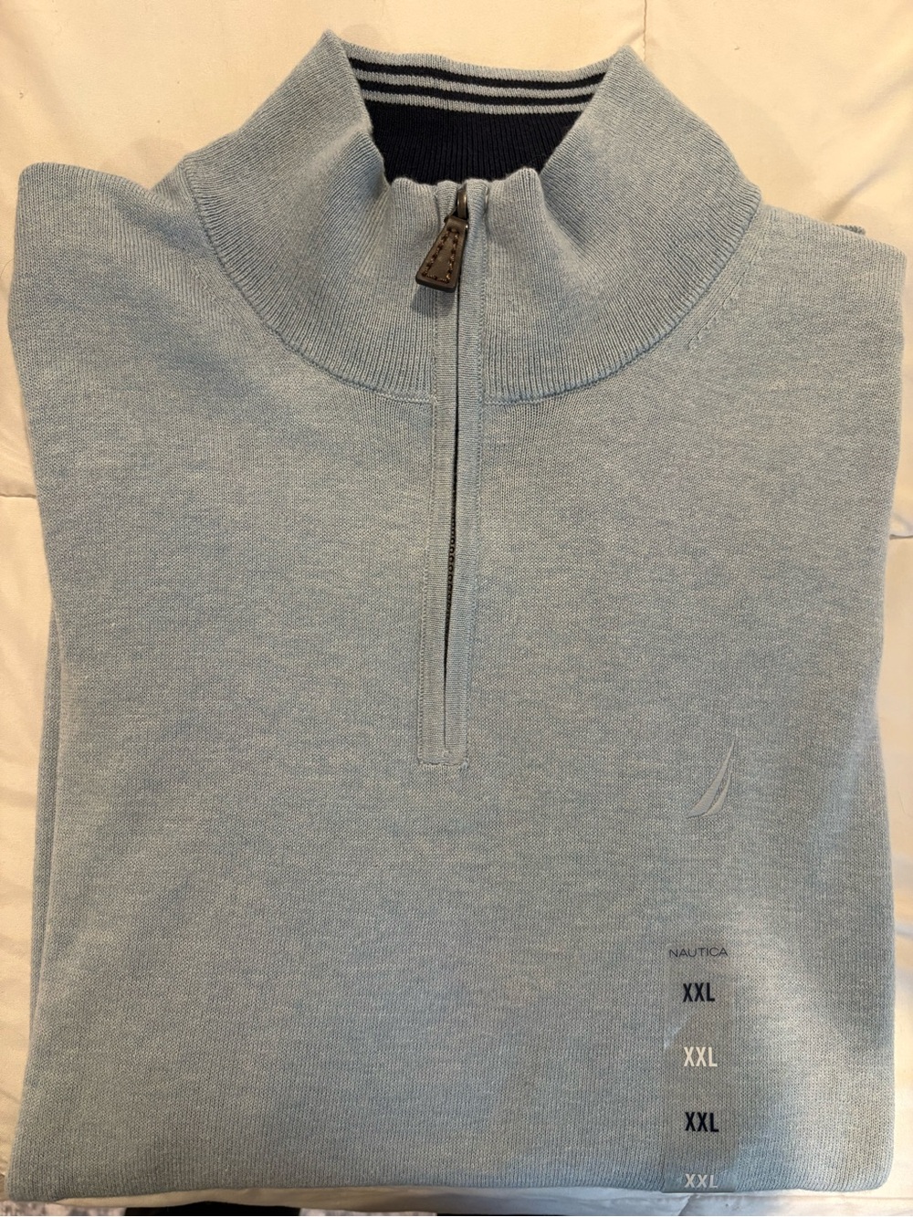 Nautica Men’s Pale Blue Half-Zip Sweater